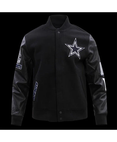 Finn Larkin Dallas Cowboys Black Wool Varsity Jacket