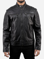 Ronald Cafe Racer Black Quilted Biker Jacket