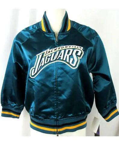 Florine Grant Jacksonville Jaguars Teal Satin Bomber Jacket