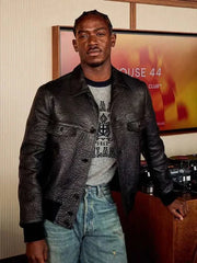 Damson Idris F1 British Grand Prix Black Leather Jacket