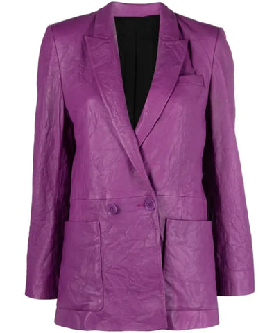 Found S02 Shanola Hampton Purple Leather Blazer