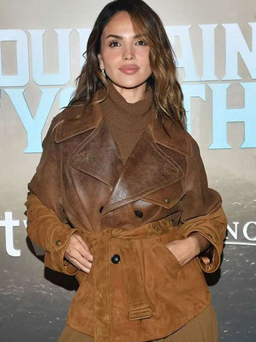 Eiza Gonzalez Fountain of Youth  Brown Leather Jacket