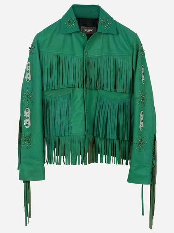 Emilia Cowgirl Green Fringe Leather Jacket