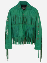 Emilia Cowgirl Green Fringe Leather Jacket