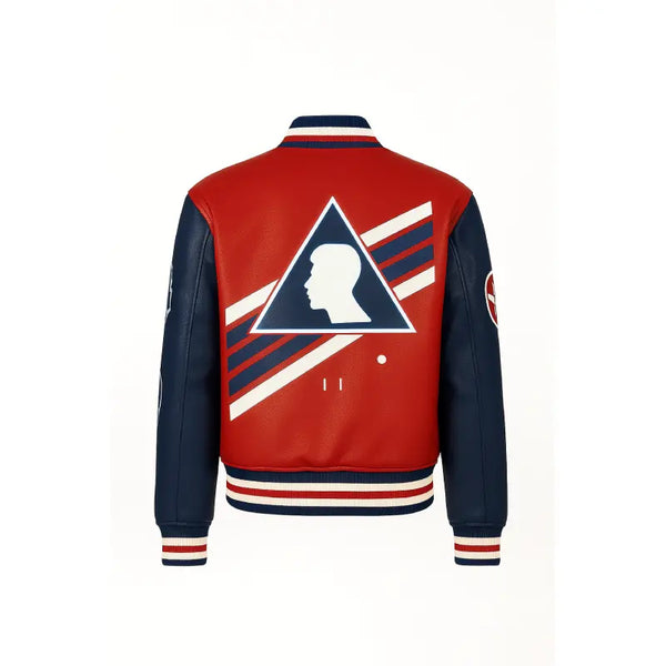 Futuristic ‘X’ Red & Black Leather Bomber Jacket