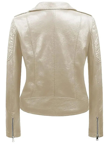Genuine Cafe Racer Motorcycle Beige Leather Jacket Womens