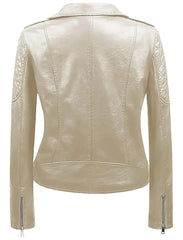 Genuine Cafe Racer Motorcycle Beige Leather Jacket Womens
