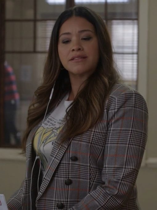 Gina Rodriguez Not Dead Yet Plaid Blazer