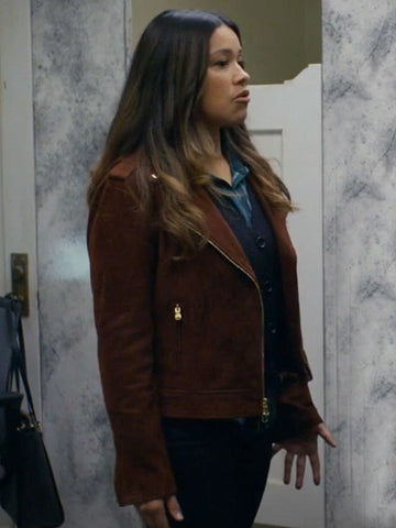 Not Dead Yet S02 Nell Serrano Brown Suede Leather Jacket