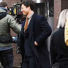 Glen Powell The Running Man Black Wool Coat