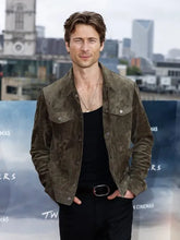 Glen Powell Twisters 2024 Brown Suede Jacket