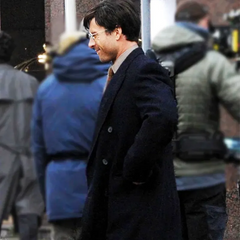 Glen Powell The Running Man Black Wool Coat