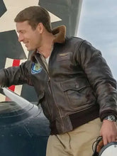 Glen Powell Devotion Pilot Bomber Leather Jacket
