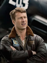 Glen Powell Devotion Pilot Bomber Leather Jacket