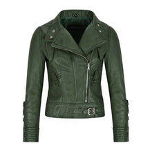 Green Leather Biker Jacket Women's