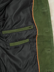 Nicholas Suede Green Trucker Leather Jacket