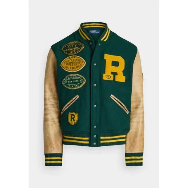 Green VARSITY BOMBER Jacket