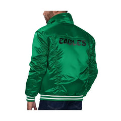 Green Philadelphia Eagles Silver Tab Satin Jacket