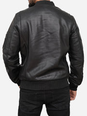Griffin Black Bomber Leather Jacket