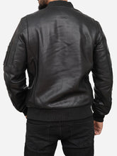 Griffin Black Bomber Leather Jacket
