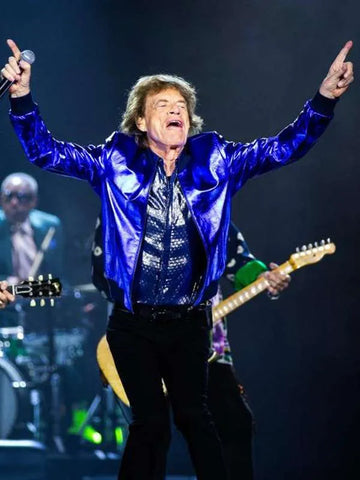Hackney Diamonds Tour 2024 Mick Jagger Blue Bomber Jacket