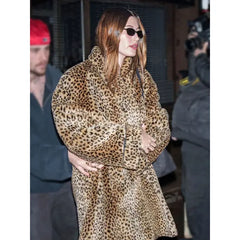 Hailey Bieber Leopard Print Fur Coat