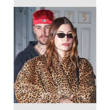 Hailey Bieber Leopard Print Fur Coat