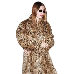 Hailey Bieber Leopard Print Fur Coat