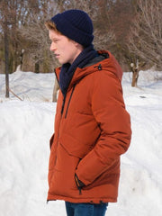Snow Day 2022 Hal Brandston Orange Puffer Jacket