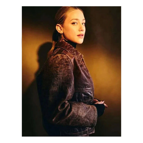 Hal and Harper Lili Reinhart Distressed Brown Leather Jacket