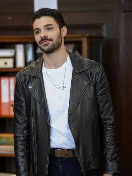 Halit Özgür Sari Gizli Sakli S01 Black Leather Jacket