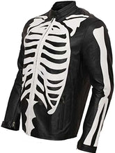 Halloween Party Skeleton Bones Black Leather Jacket