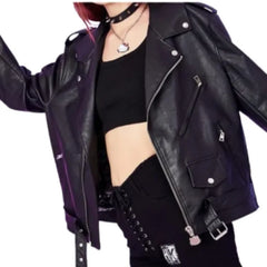 Hello Kitty Black Motorcycle Leather Jacket