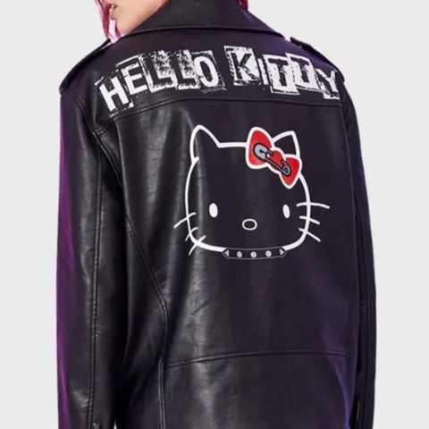 Hello Kitty Black Motorcycle Leather Jacket