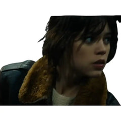 Hurry Up Tomorrow Jenna Ortega Brown Fur Collar Leather Jacket