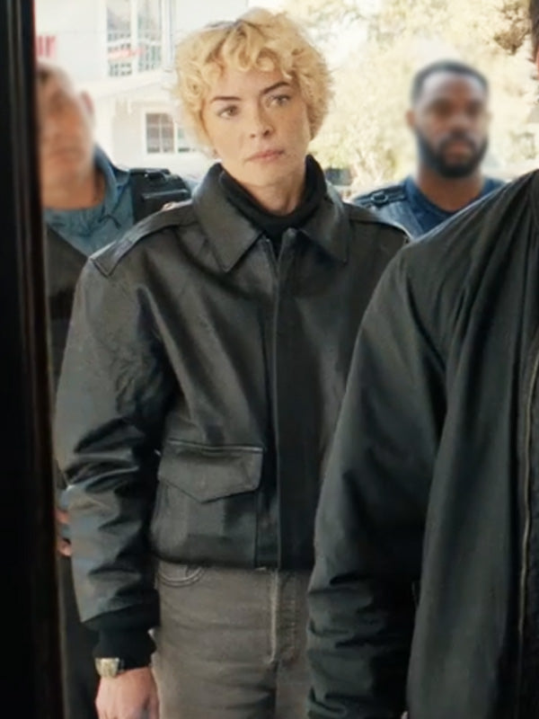 Jaime King Lights Out 2024 Black Leather Jacket