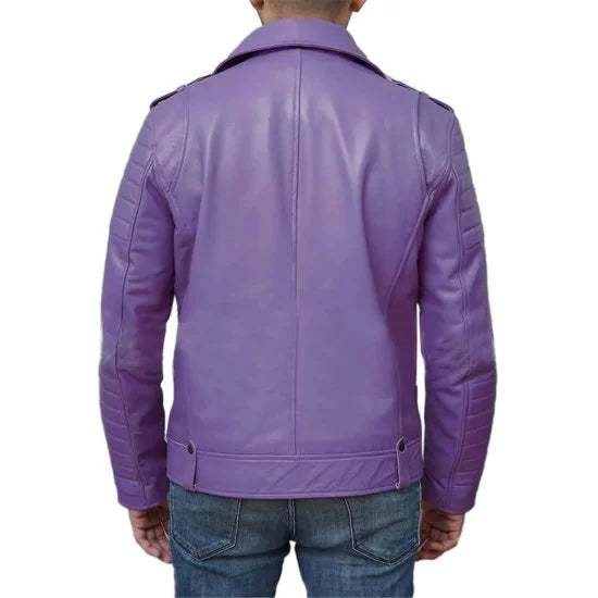 Jalen Hurts Purple Biker Leather Jacket