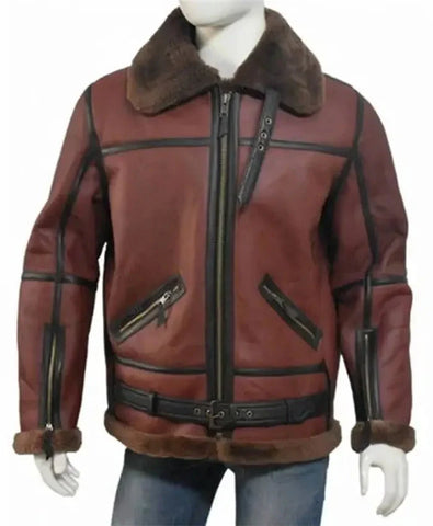 Darren SF Bomber Reddish Shaded Sheepskin Leather Jacket