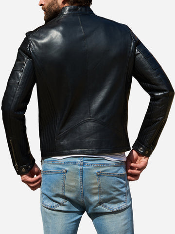 Jayden Black Vintage Leather Biker Jacket
