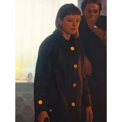 Jella Haase Kleo S01 Black Leather Trench Coat