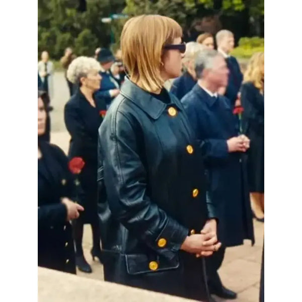 Jella Haase Kleo S01 Black Leather Trench Coat