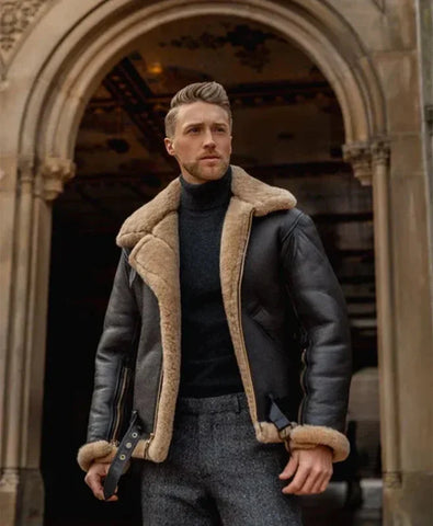 Jenking B3 Bomber Heavy Shearling Leather Jacket