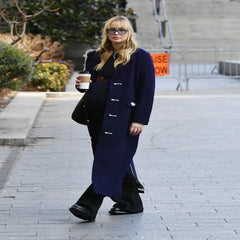 Jennifer Lawrence Blue Wool Coat