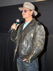 Johnny Depp Vintage Black Leather Jacket
