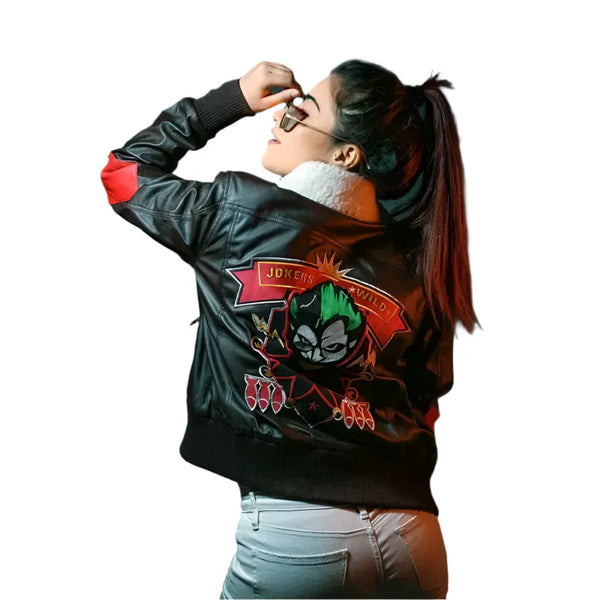 Jokers Wild Harley Quinn Bombshell Shearling Jacket