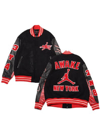Awake NY x Jordan Letterman Black and Red Jacket