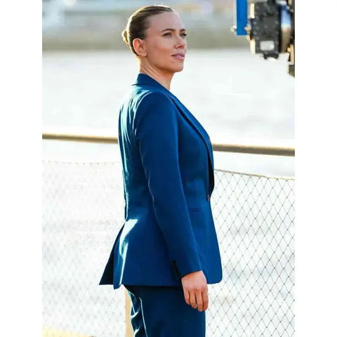 Jurassic World Rebirth Scarlett Johansson Blue Suit