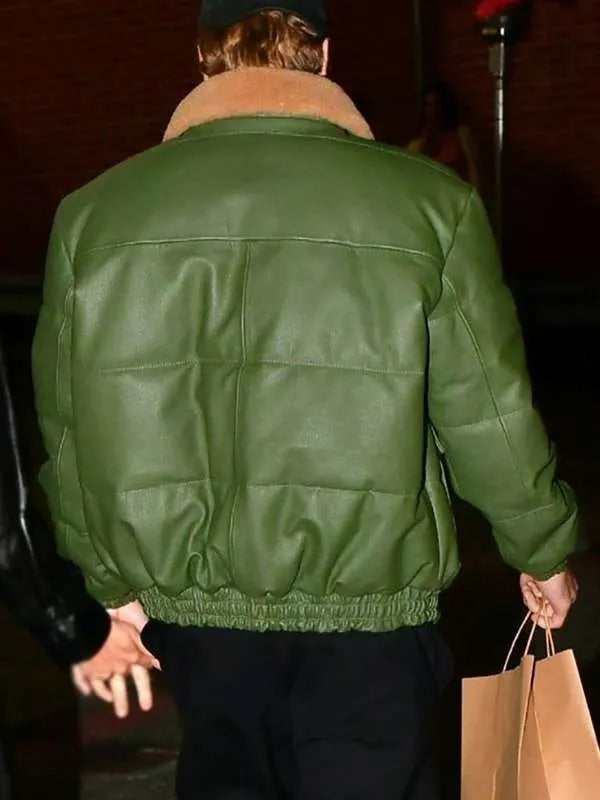 Justin Bieber 2024 Green Leather Jacket