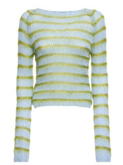 Kaitlin Olson High Potential S01 Blue Green Striped Sweater