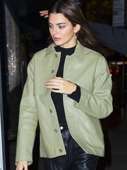 Kendall Jenner Green Leather Jacket